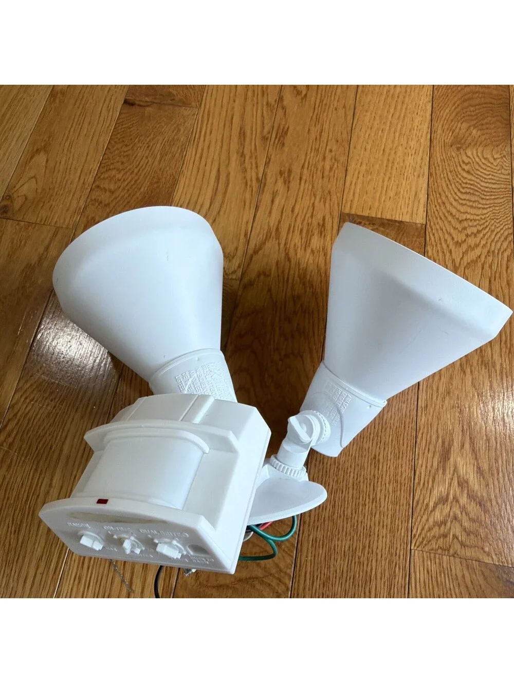5416 Motion Sensor Security Flood Light Dual Head Outdoor White 120V 240W